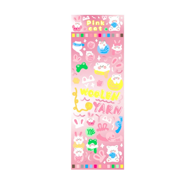 1Pc koreański Ins Cartoon niedźwiedź królik śliczne naklejki dzieci DIY kolaż moda Kawaii biurowe ozdobne na telefon komórkowy naklejki