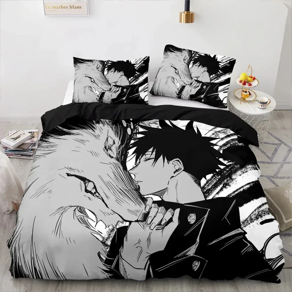 

Anime Famous Jujutsu Kaisen Bedding Set,Boy&Girl Duvet Cover Pillow Case Gift, Home Bedroom Quilt Set Large King 260x220cm
