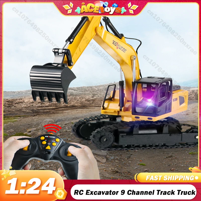 

Huina 1:24 RC Excavator 9 Channel Track Truck 2.4G Sound Light Engineering Car Remote Control Vehicle Boy Toy for Kid Christmas