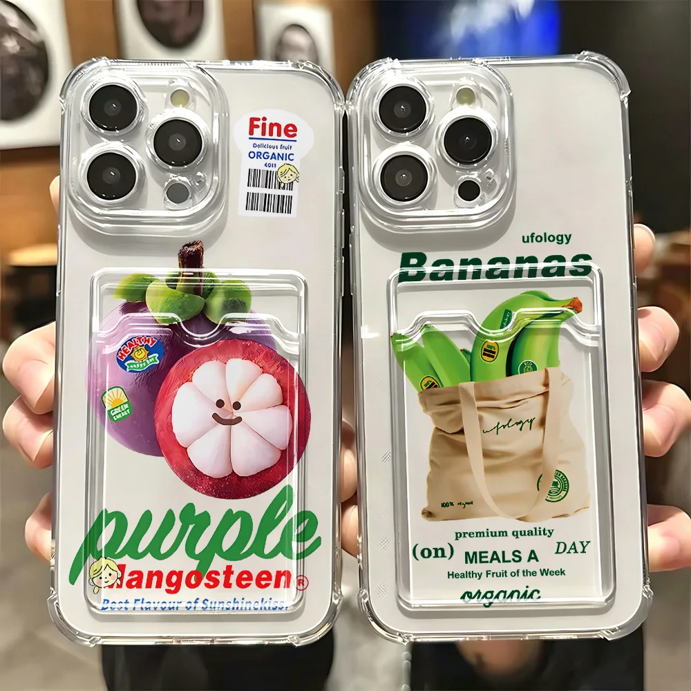 Funny Fruits Banana Card Hold Phone Case For Samsung Galaxy S26 S25 S24 S23 S22 S21 S20 FE Edge Plus Ultra M33 M53 M54 5G Cover