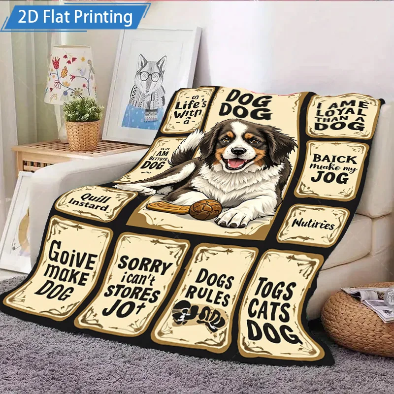 ผ้าห่มสักหลาด 1 ชิ้นผ้าห่มขนแกะคนรักสุนัขพร้อมคำคมสุนัขตลกและดีไซน์ลูกสุนัขน่ารัก