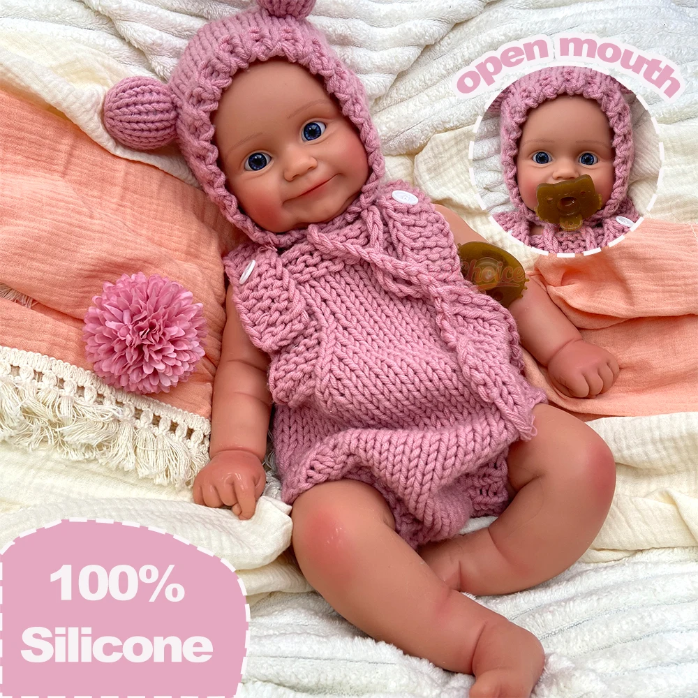 

Lifelike Soft Silicone Reborn Baby Doll Maddie Open Eyes Vivid Skin Texture Adorable Stretchable Emotional Companionship Toy