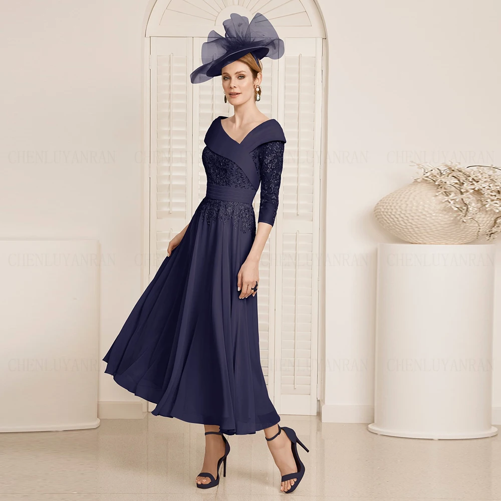 Gary Chiffon Mother Of The Bride Dresses For Weddings A-Line Wedding Party Dress Applique Long Wedding Guest Dresses For Women