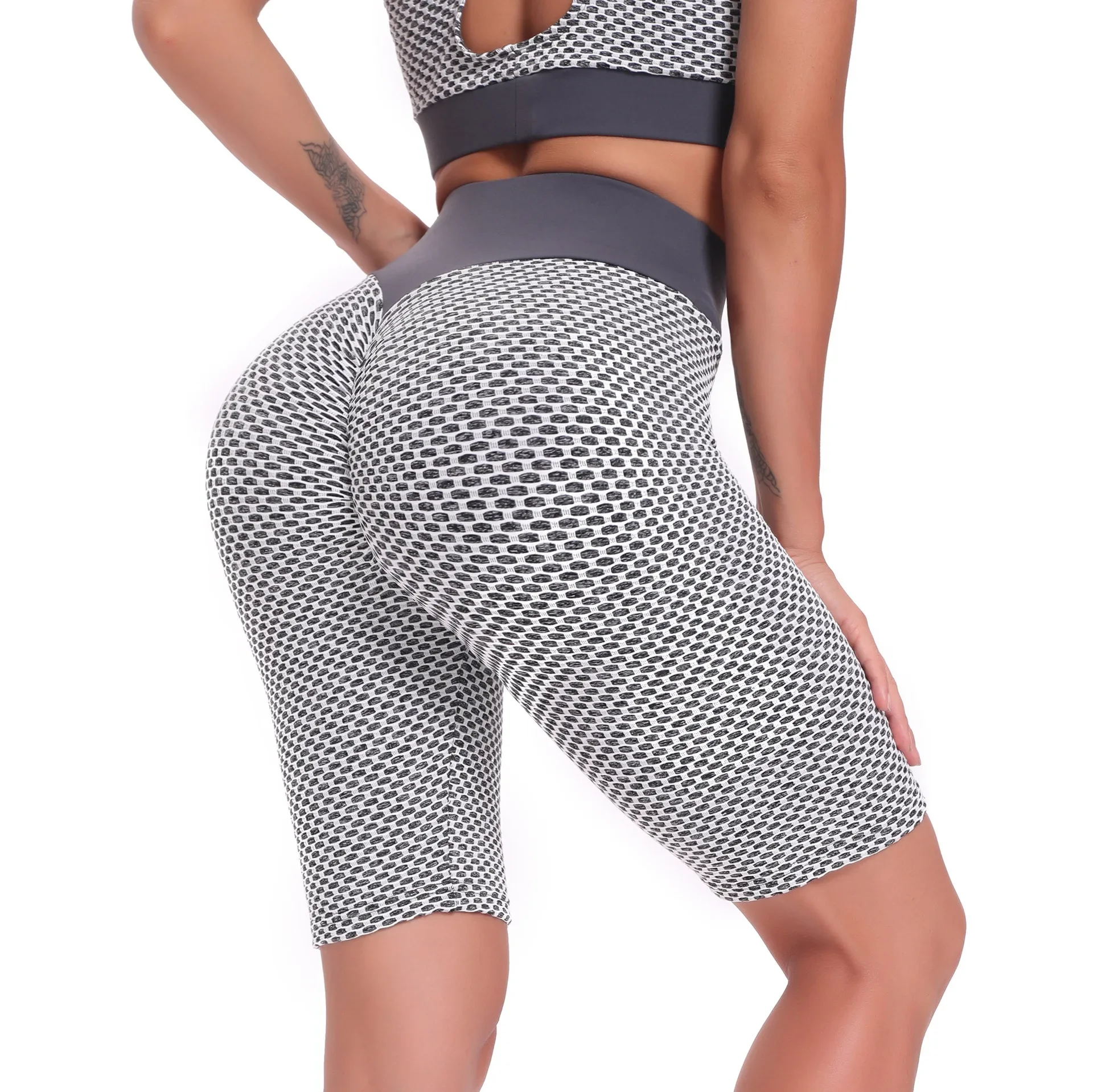 Yoga Fitness Bubble Pants Summer Sports Sexy Butt Honeycomb Yoga Shorts