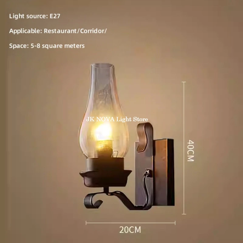 Personalized Loft Industrial Style Nordic Mediterranean Creative Restaurant American Wrought Iron Corridor Decorative Wall Lamp