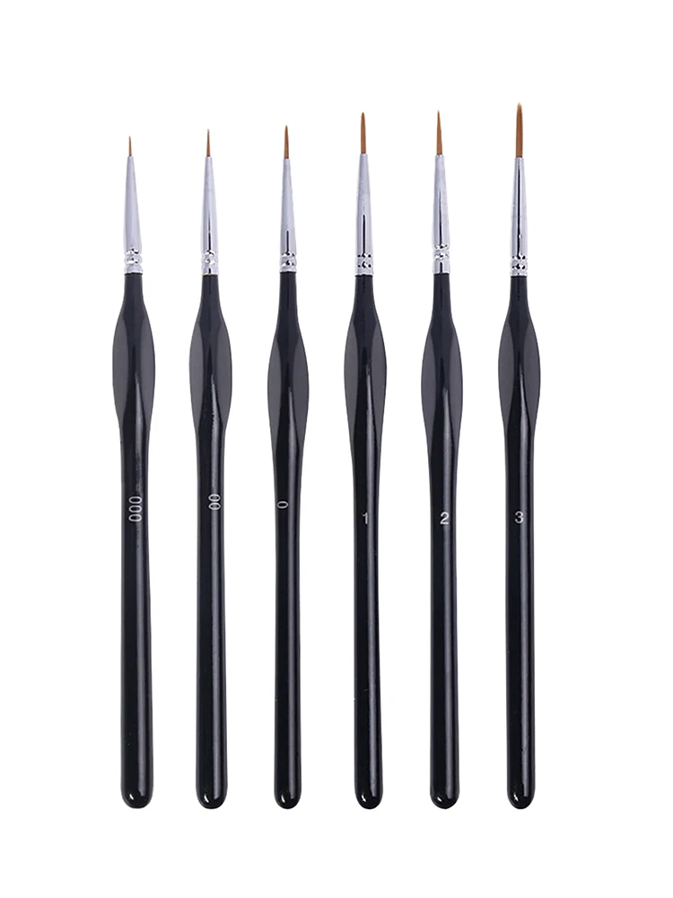 Rust Proof Detailing Escova, Suprimentos Estudante, Precise Nail, Line Art, Guache, Oil Modeling Figurine, conveniente para pintura, 6pcs