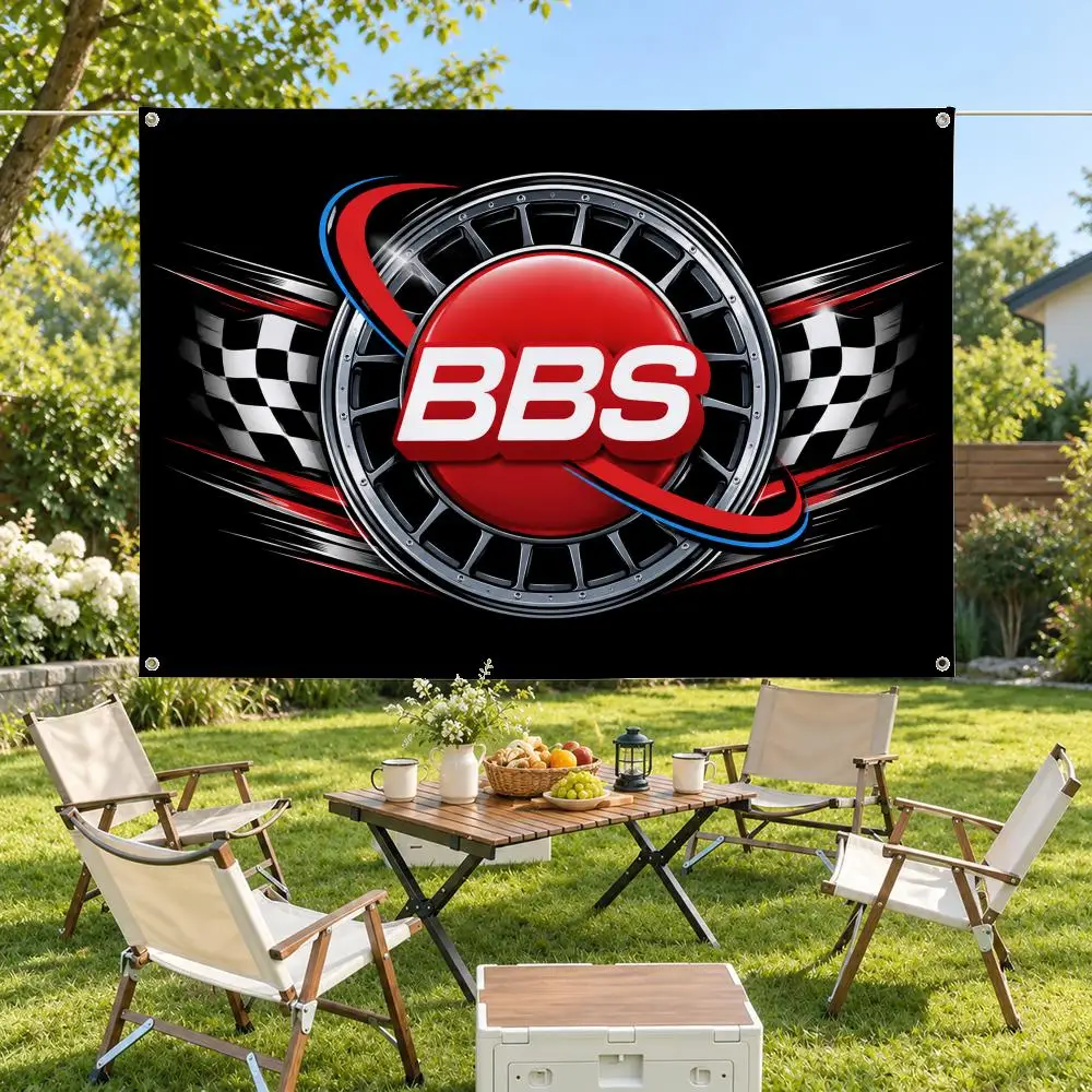 Brand BBS Auto Parts Flags Modern Fabric Banner Pennants Bedroom Garden Party Birthday Wall Ornament Decor