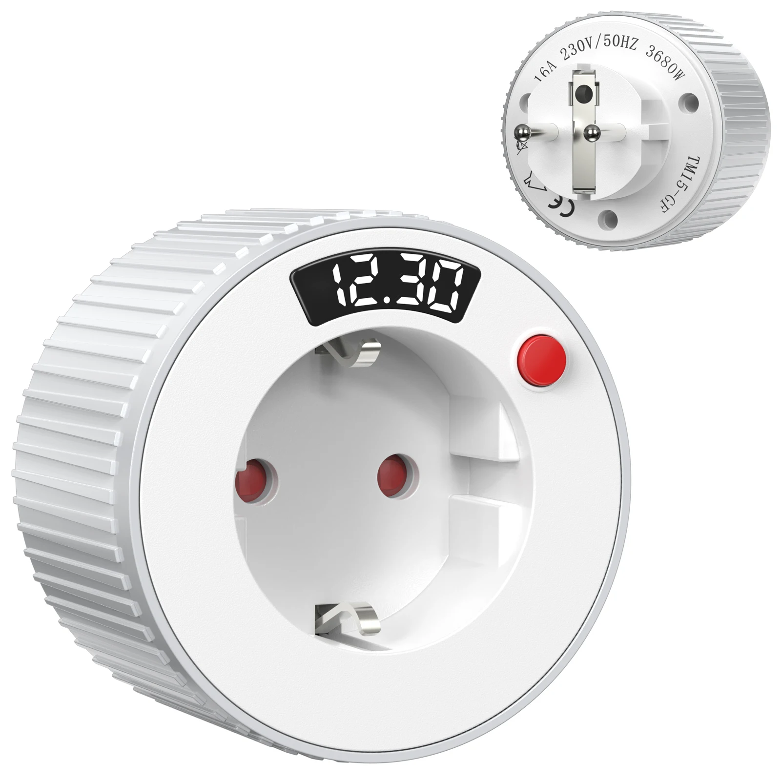 Minuterie de 24 heures, prise standard européenne, 3680W, réglage du temps rotatif, affichage LED, interrupteur de minuterie pour appareils ménagers