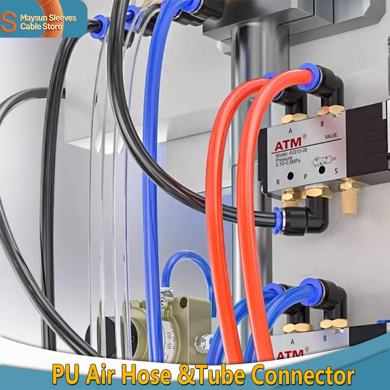 

PY/PU/PV/PE Series Pneumatic Fitting + PU Air Hose Pneumatic Tube - Connector OD 4-16mm / Hose OD 3-20mm