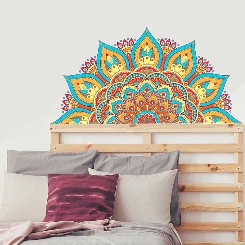 Colourful Mandala Lotus Wall Stickers, Home Room Decoration, Meditation, Stickers Wall Stickers, Yoga Studio Poster