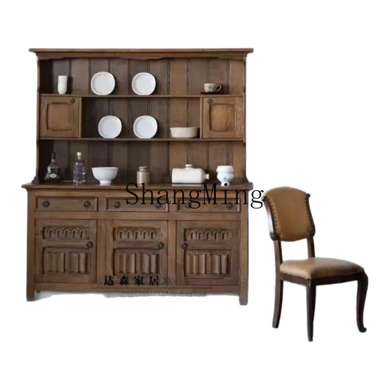 

LXY retro solid wood dining side wine cabinet, storage cabinet, antique decoration, dish cabinet