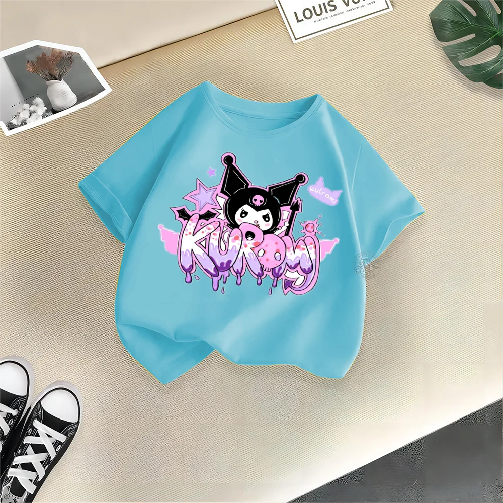 Sanrio Summer clothing Creative printed Kulomi Baby cotton T-shirt Boys girls comfortable casual top Cotton T-shirt top