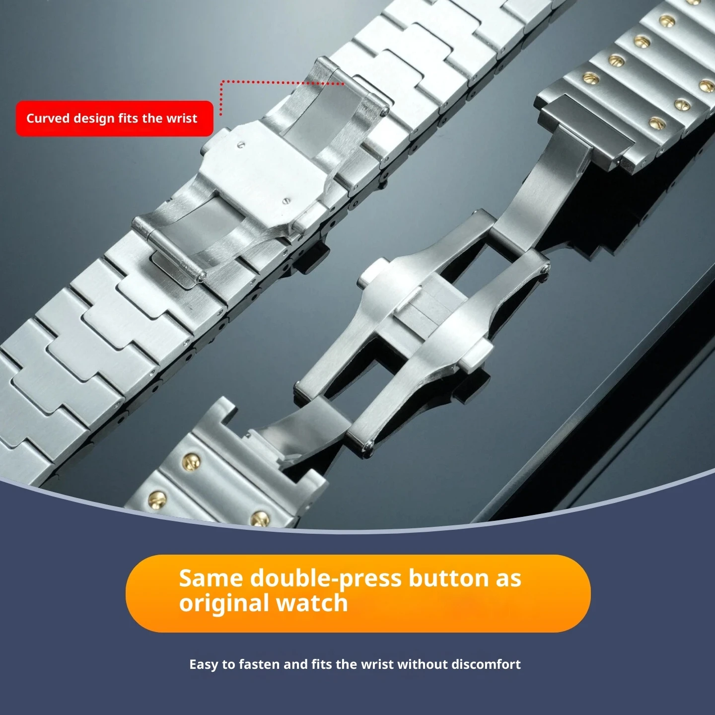 ل سانتوس دي كارتييه WSSA0009 WSSA0018 WSSA0013 سوار الفولاذ المقاوم للصدأ 21 مللي متر حزام معدني منتظم الرجال سلسلة ساعات مقاومة للماء