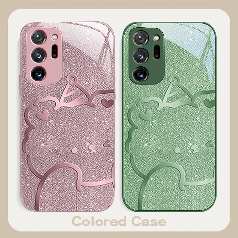 Pink romantic teddy bear For Samsung A01 A02 03 Core 04 05 06 10 12 13 14 5G 15 16 M02 12 Note 8 9 10 20 glass Ultra phone case
