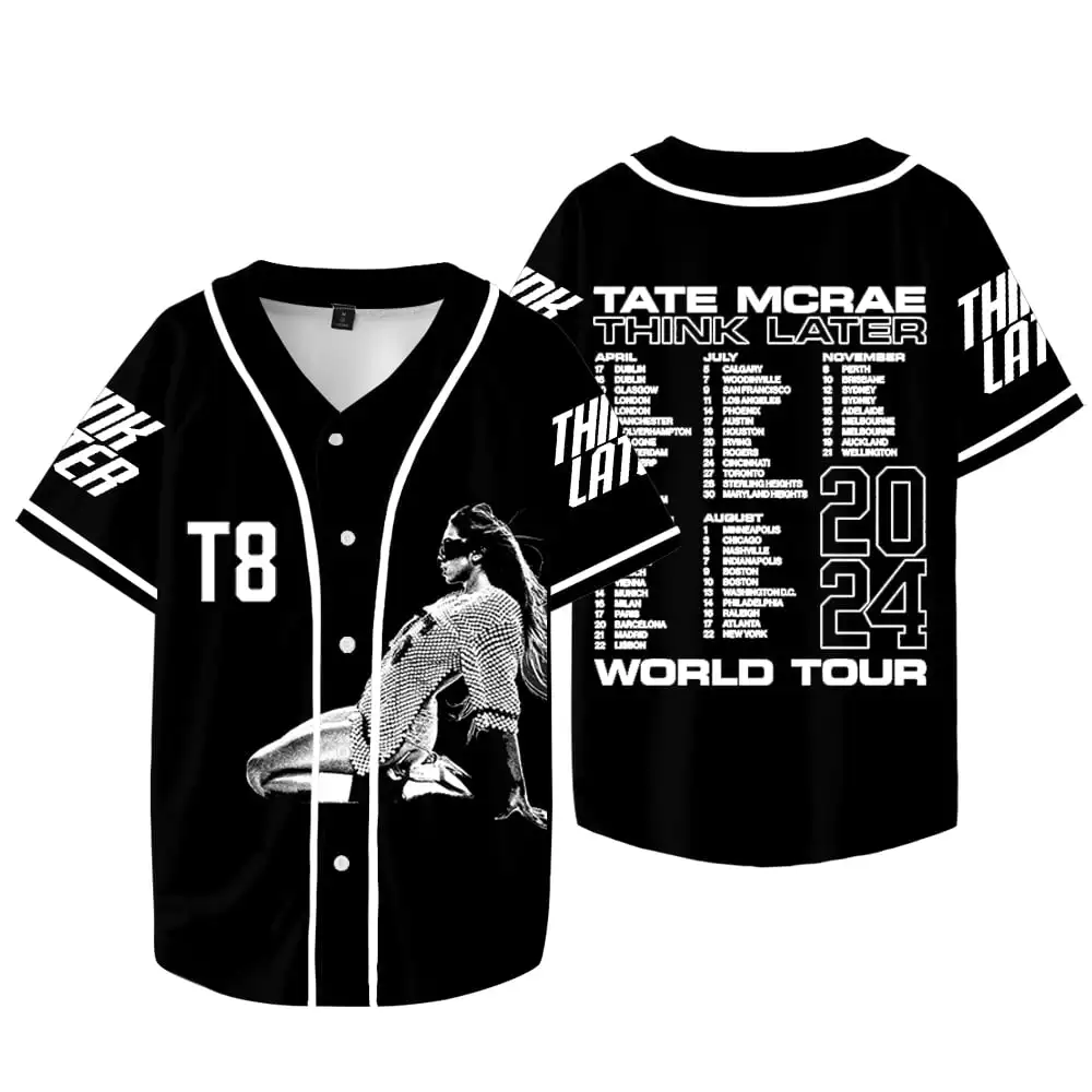 

Tate McRae Think Later World Tour Merch Jersey Summer Women Men Fashion Casual Short Sleeve T-shirts