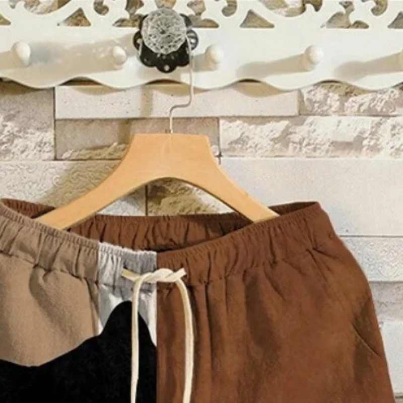 Men's Fun Hide And Seek Black Cat Print Casual Shorts Funny Knee-Length Short Pants 2025 Summer Oversized Elastic Waisted Bottom