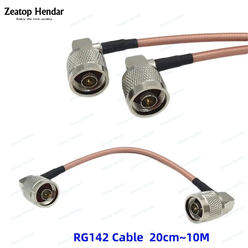 1Pcs Right Angle N Male Jack to 90 Degree N Male Plug Double Shield RG142 Extension RF Cord Pigtail Jumper Cable 20cm to 10M