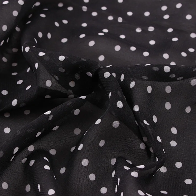 Lightweight Polka Dot Printed Sheer Chiffon Fabric Georgette Fabric Summer Dress Fabric,Black,White,Green,Blue,Red,by the meter