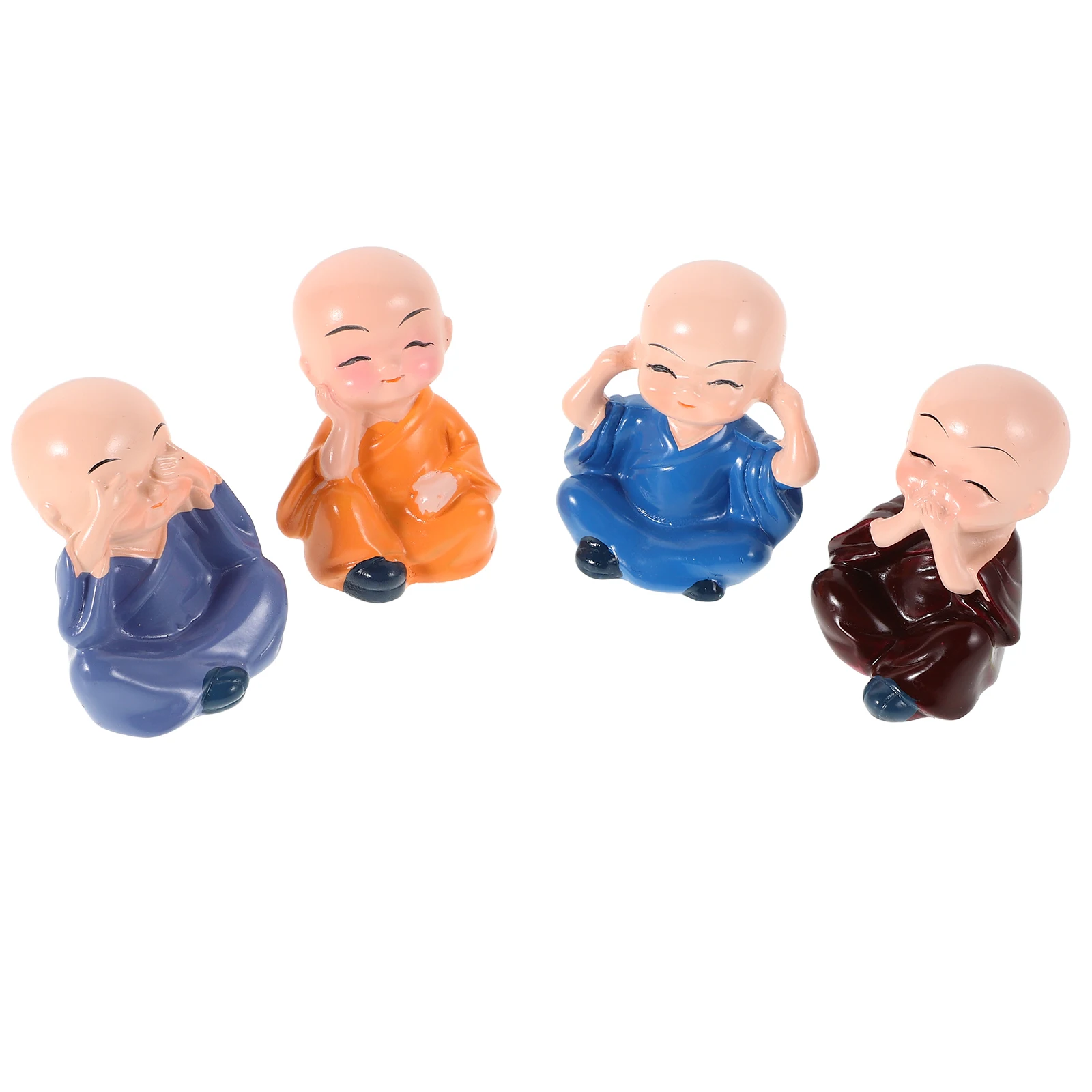 

4 Pcs Car Ornaments Decor Interior Accessories Dashboard Monk Figure Resin Model Decorations Automotive
