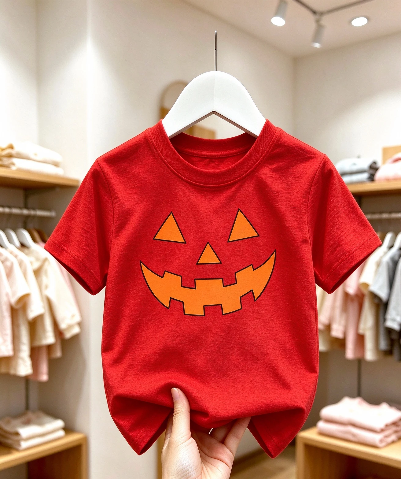 Toddler Halloween Jack-o-Lantern T-shirt Kids Cartoon Pumpkin Face Short Sleeve Shirt Boys Girls Casual Daily Wear
