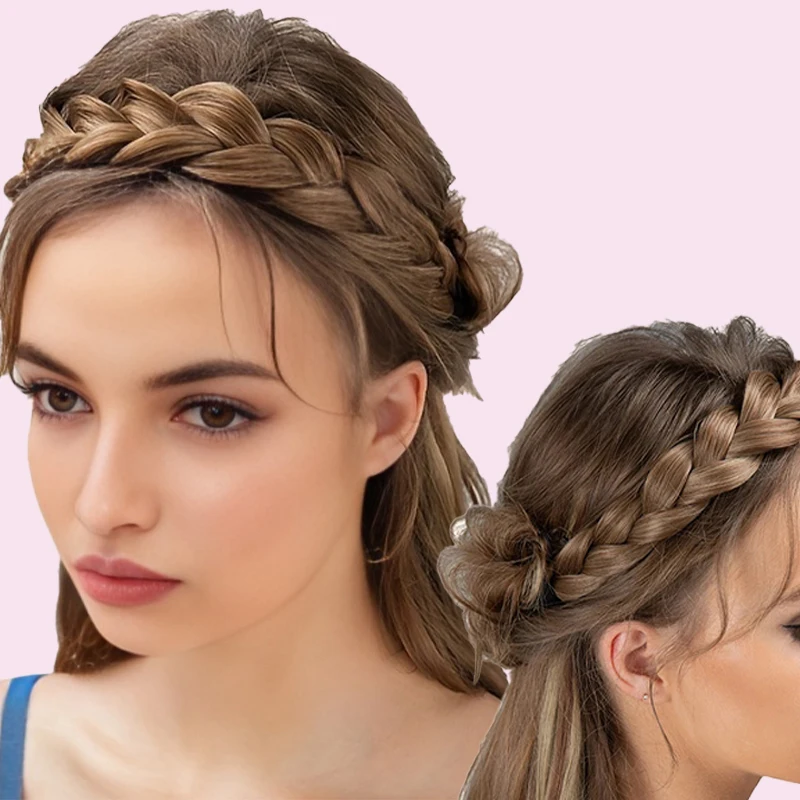 المرأة شعر مستعار تويست مضفر عقال هوب موضة إكسسوارات الشعر شريط مرن غير قابل للانزلاق للنساء والفتيات #6