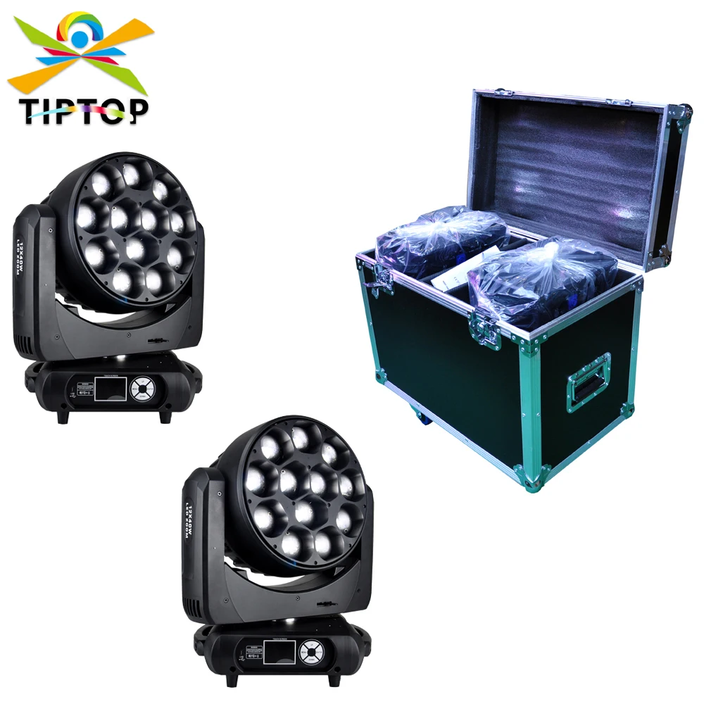 

2IN1 Flightcase Pack LED Moving Head 12x40W RGBW Wash Zoom Stage Light Professional DJ Bar LED Stage Machine DMX512 Control