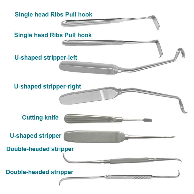 

Rib Cartilage Eight-Piece Set Rib Pull Hook Sterilization Box Nasal Plastic Instrument Stainless Steel