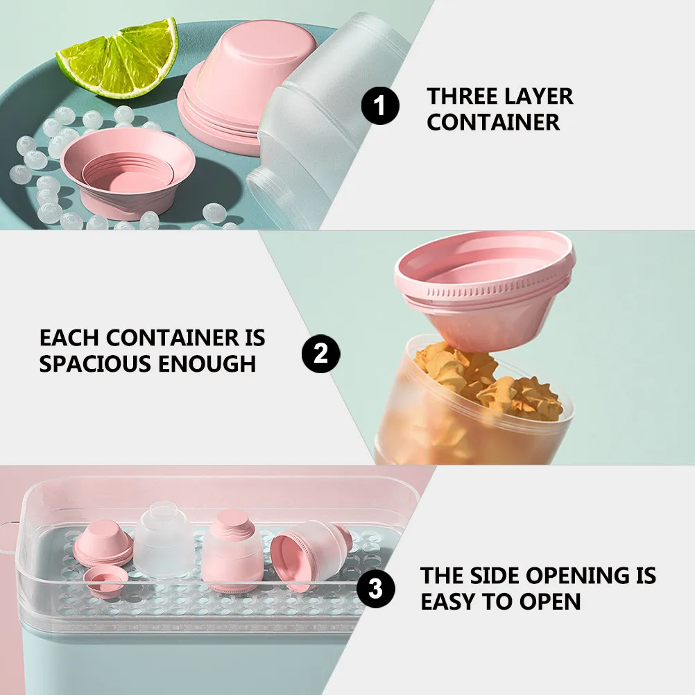 

1Set Detachable 3-Tier Milk Powder Dispenser Lightweight Stackable Snack Cup Baby Dry Food Container Portable Milk Powder Box