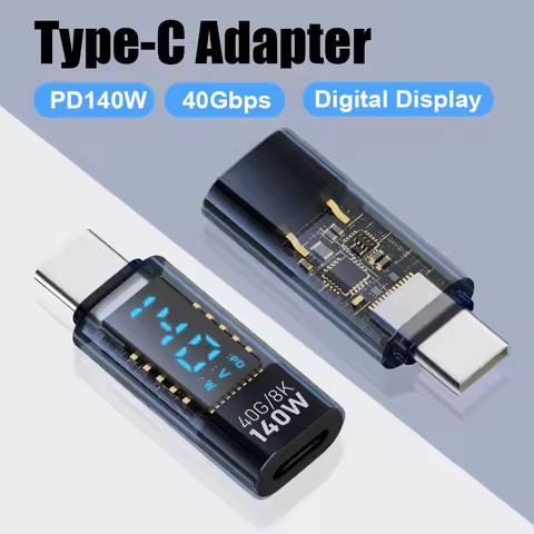 USB C Adapter LED Wattage Display 140W 40Gbps 8K USB C Extension PD3.1 Type C Connector for iPhone MacBook Thunderbot Charging