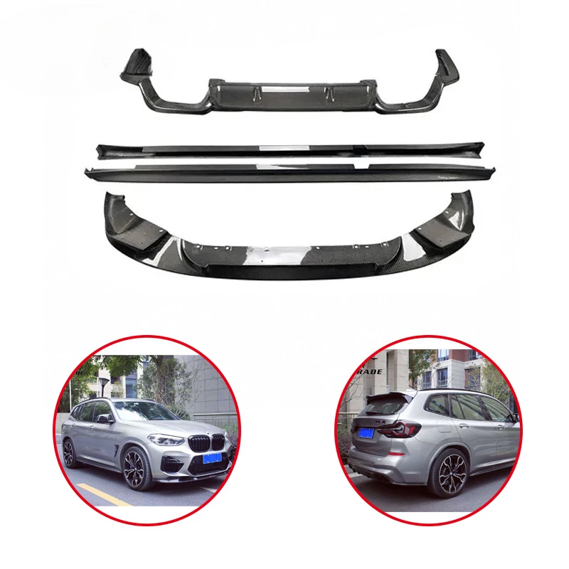 

For BMW X4M F98 X3M F97 Body Kit 3D Style Carbon Fiber Front Lip Side Skirts Rear Diffuser