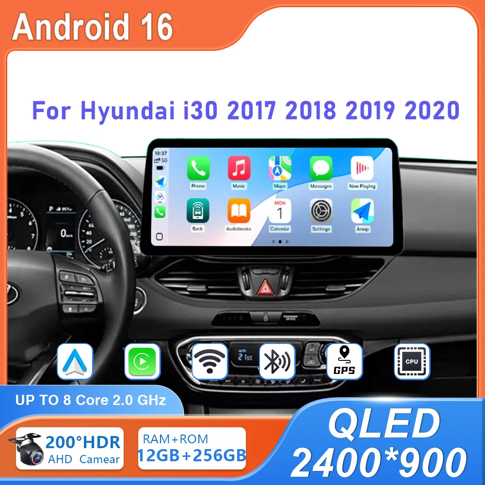 

12.3-дюймовый Android-плеер для Hyundai i30 2017-2020 годов выпуска, высокопроизводительный процессор, HDR, 4G, Wi-Fi, Bluetooth, автомобильная DVD-магнитола, GPS-навигация