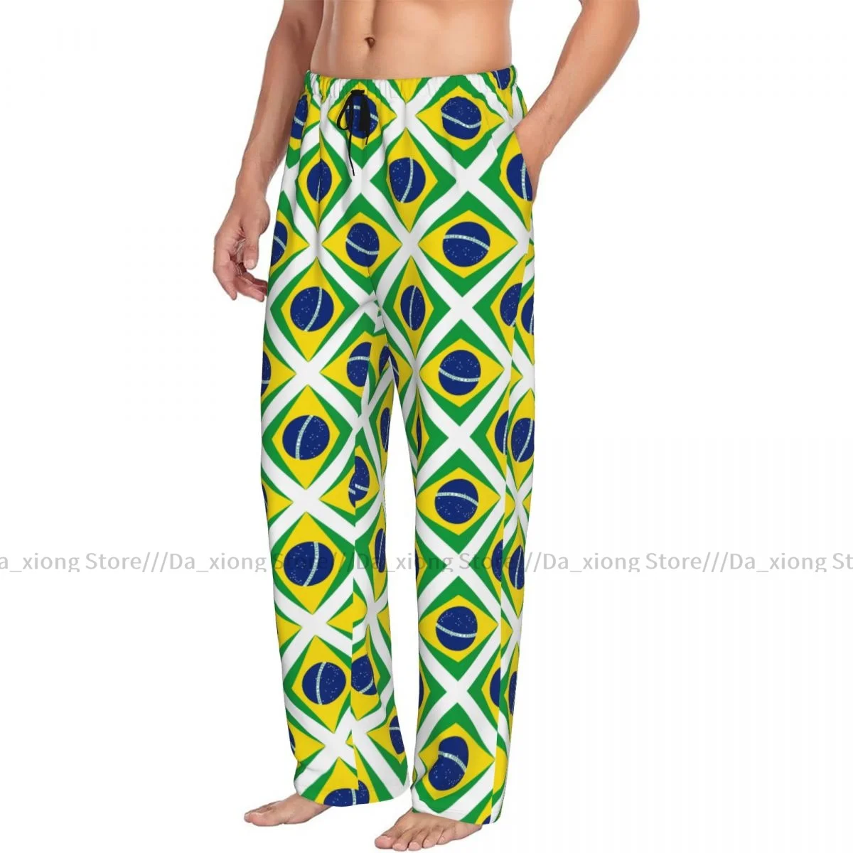 Brazilian Flag Mens Pajamas Pyjamas Pants Lounge Pants Sleep Bottoms