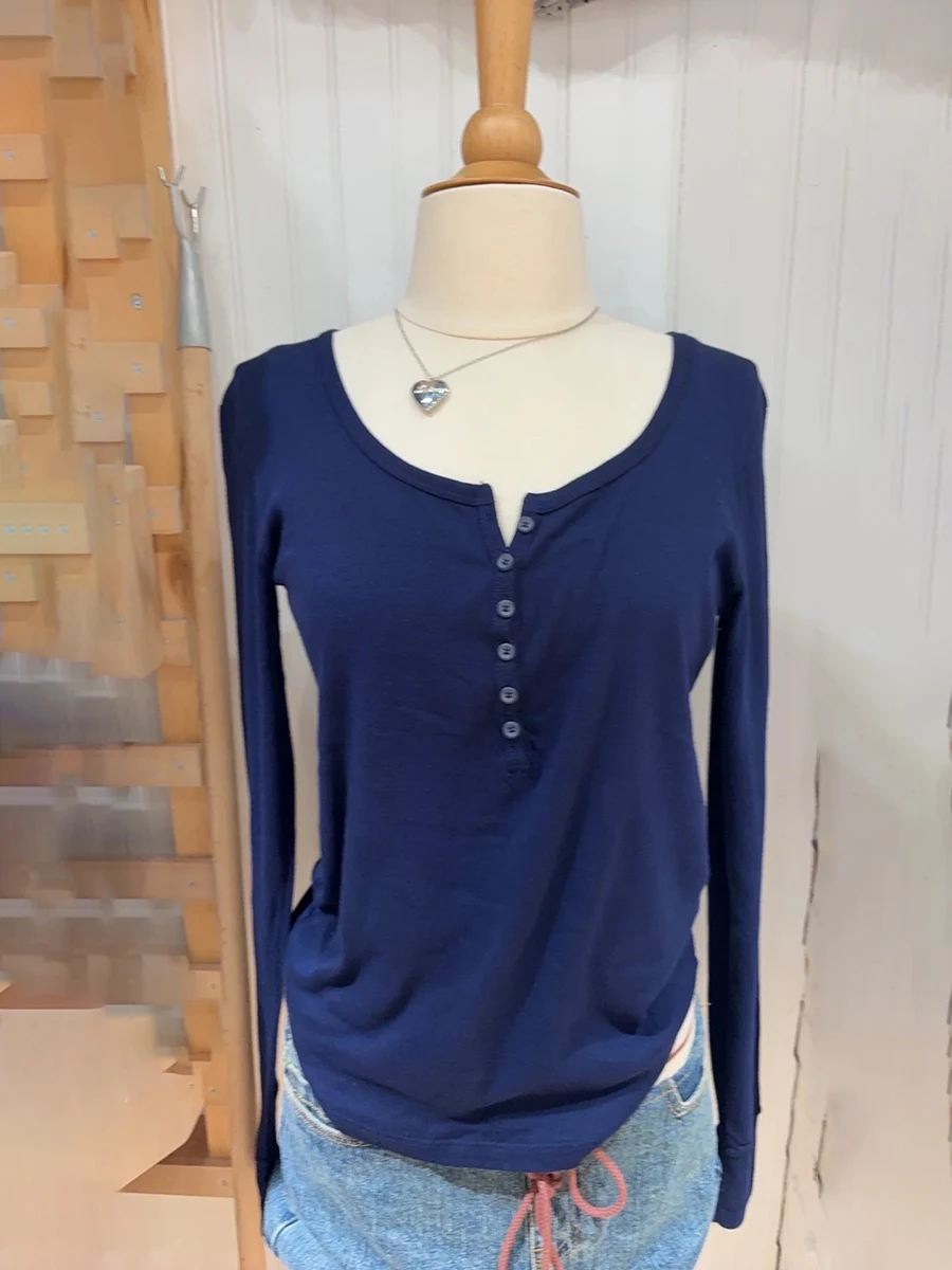 

Темно-синяя футболка с длинным рукавом и шестью пуговицами, женская осенняя футболка с круглым вырезом, мягкая хлопковая тонкая футболка в консервативном стиле, винтажные базовые футболки, топы Y2k
