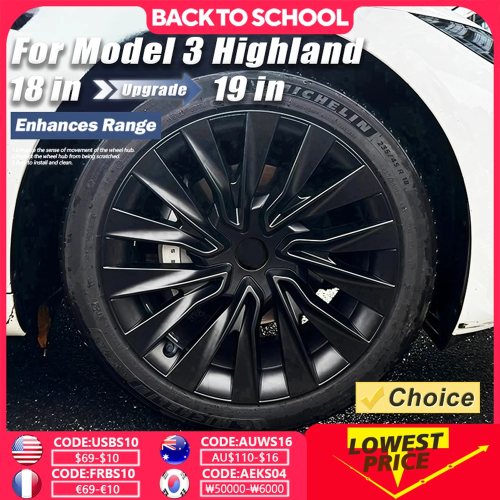 

Крышка ступицы из 4 шт. для нового Tesla Model 3 Highland model y 2020-2024 18/19 дюймов, крышка колеса с полным ободом, аксессуары 2023