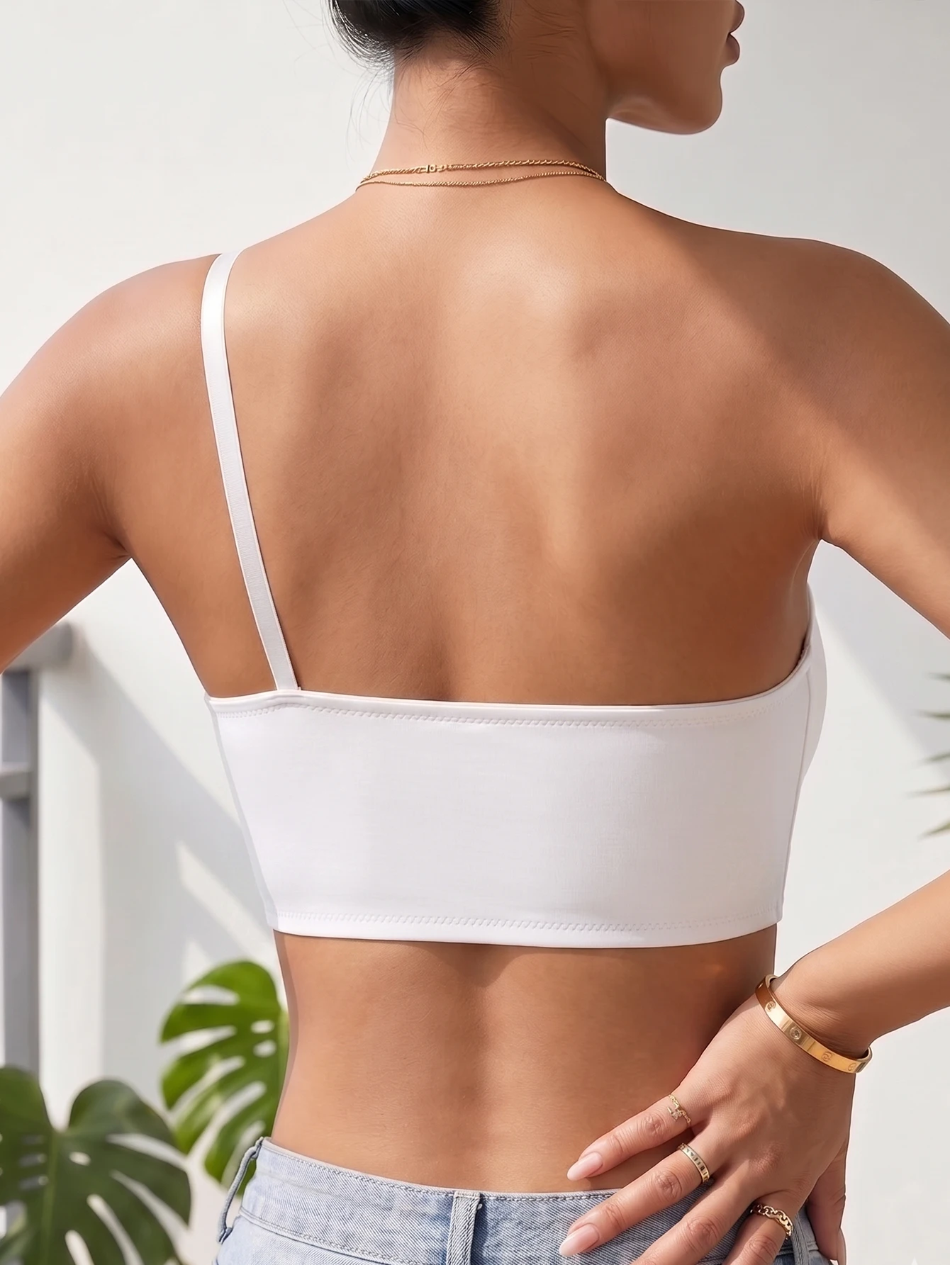Nahtloser One-Shoulder-BH für Damen mit Frontverschluss, bequem, ohne Futter, kabellose Unterwäsche – Detail 14