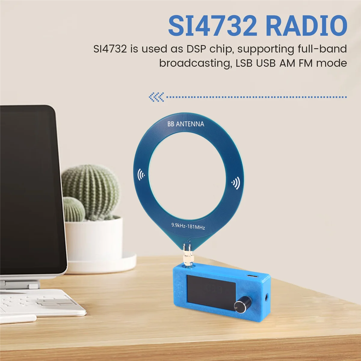 Efficient Radio SMA Interface 0.5-108mhz Full Band AM FM LSB USB Radio Blue