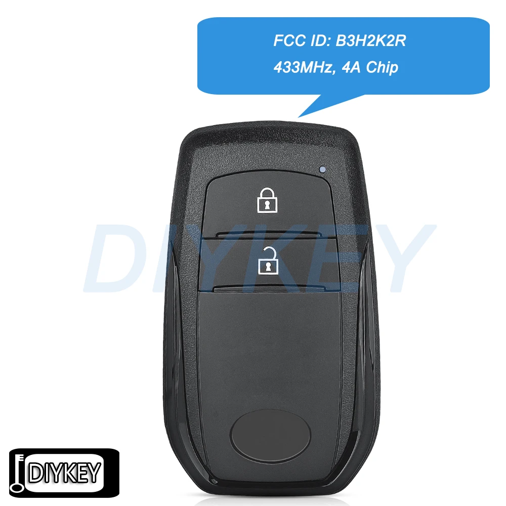

2-кнопочный умный дистанционный автомобильный брелок 433,58 МГц/43,42 МГц 4A чип для Toyota Yaris 2020 FCC ID: B3H2K2R