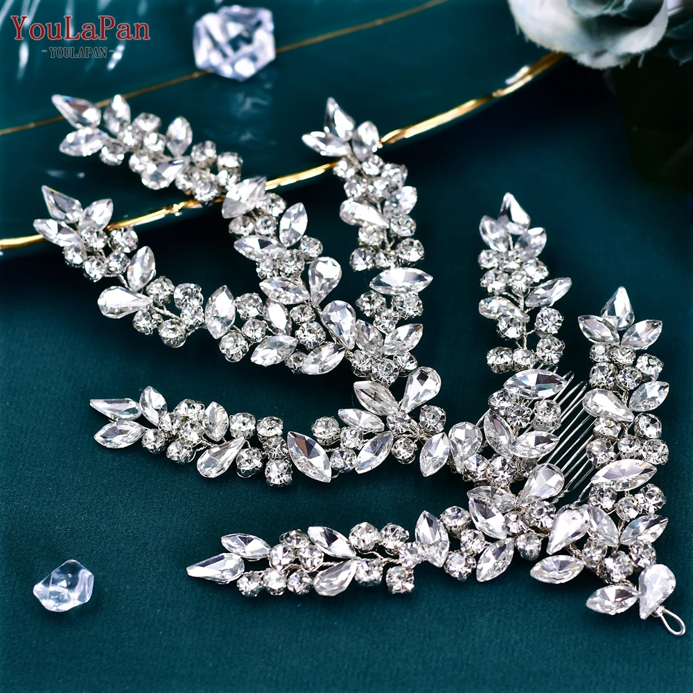 TOPQUEEN Wedding Hair Comb for Bride Handmade Rhinestone Bridal Hair Clip Wedding Hair Accessories Headpiece with Comb HP576