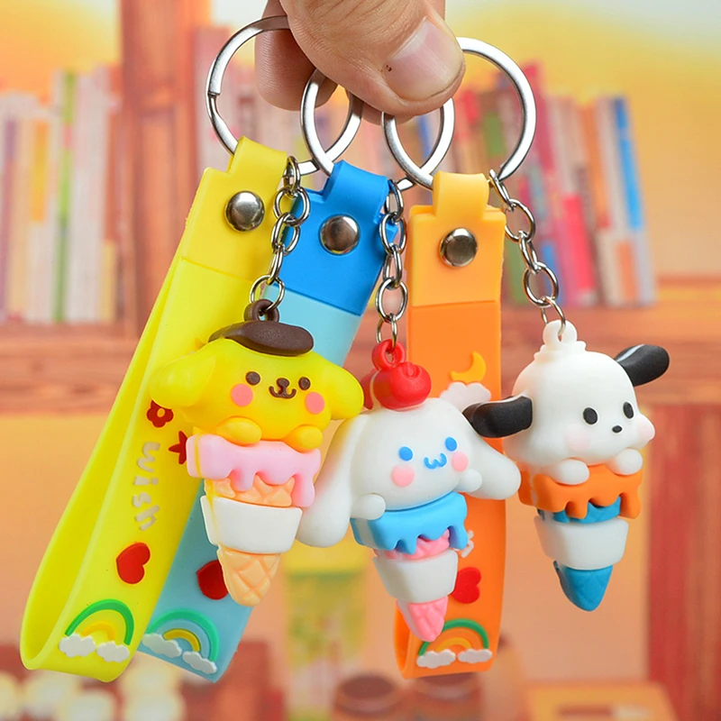 Donut PVC Keychain For Women Men Cute Backpack Pendant Accessories Aesthetic Couples Gift Car Key Ring