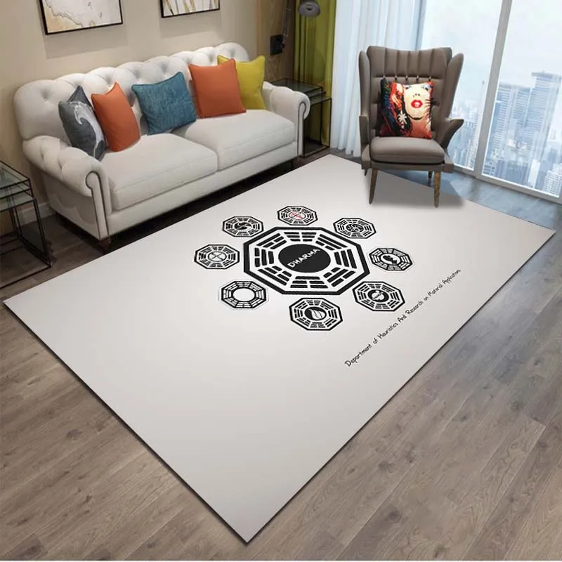 TV Show LOST Dharma Printed Rug Carpet for Living Room Bedroom Home Decorative Sofa Area Rug Non-slip Bathroom Floor Mat Gift