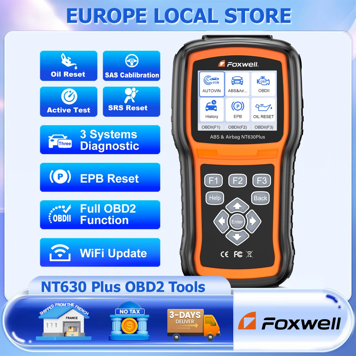 FOXWELL NT630 Plus OBD2 outils de Diagnostic de voiture Test bidirectionnel SRS ABS purge SAS huile EPB réinitialiser Scanner automobile OBD2