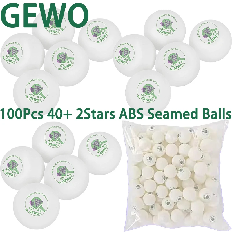 

100Pcs/Pack Table Tennis Balls GEWO 2-Star ABS 40+ New Material Seamed Ping Pong Ball For Training Durable High Roundness&Bounce