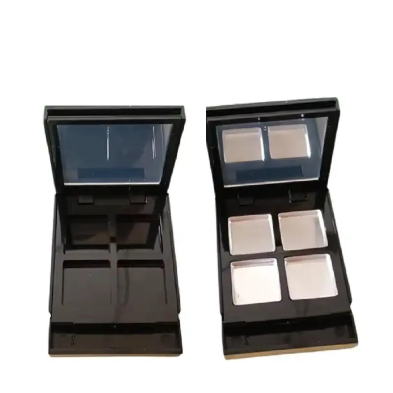 

20pcs 4 Grids Palettes Blush Makeup Container Compact Lipstick Case Luxury Shiny Black Empty Eyeshadow Packaging Box With Mirror