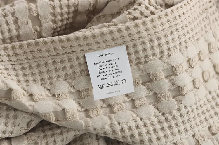 Waffel karierte Baumwoll-Sofa-Einwurf decke, Luft zustand Sommer-Quilt-Decken für Betten, weiches Heim bettdecke, solide Tages decke – Detail 10