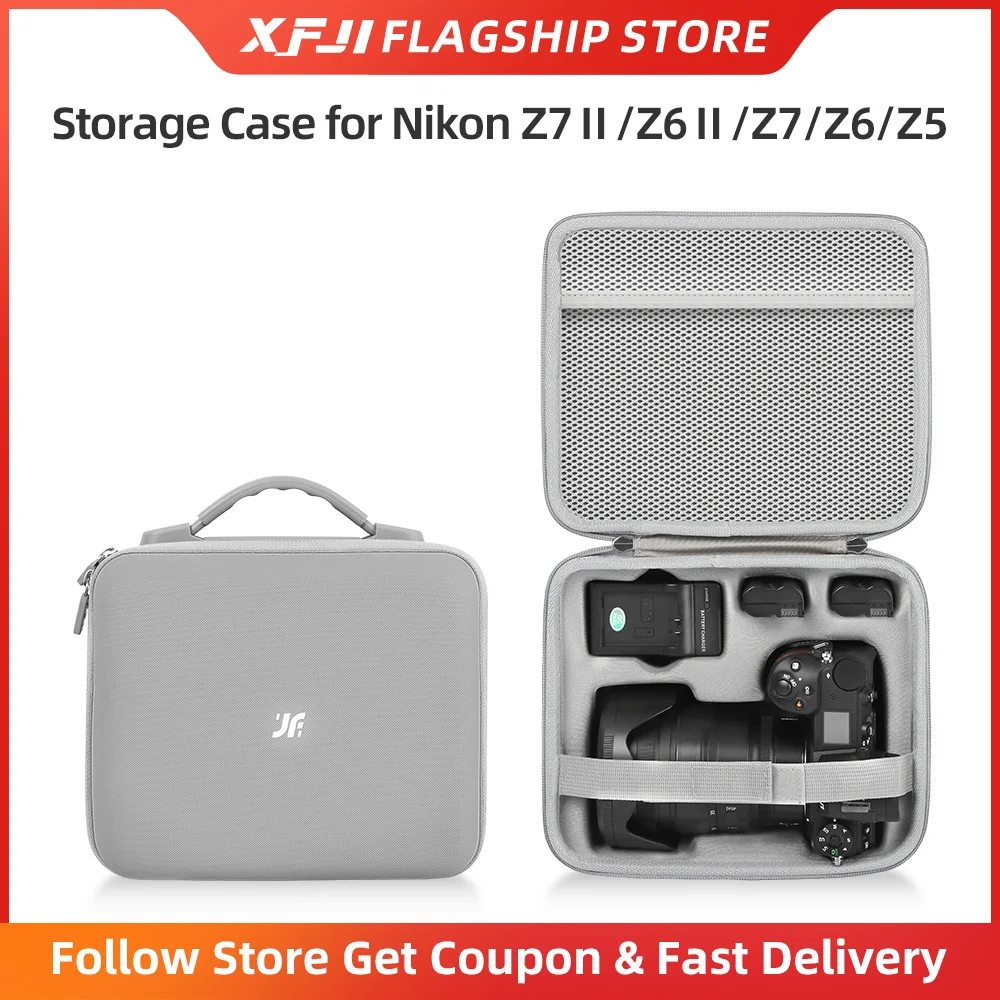 Estojo de Transporte XFJI para Nikon Z7II, Z6II, Z7, Z6, Z5 - Bolsa Organizadora de Armazenamento EVA, Bolsa de Ombro Portátil para Acessórios de Câmera