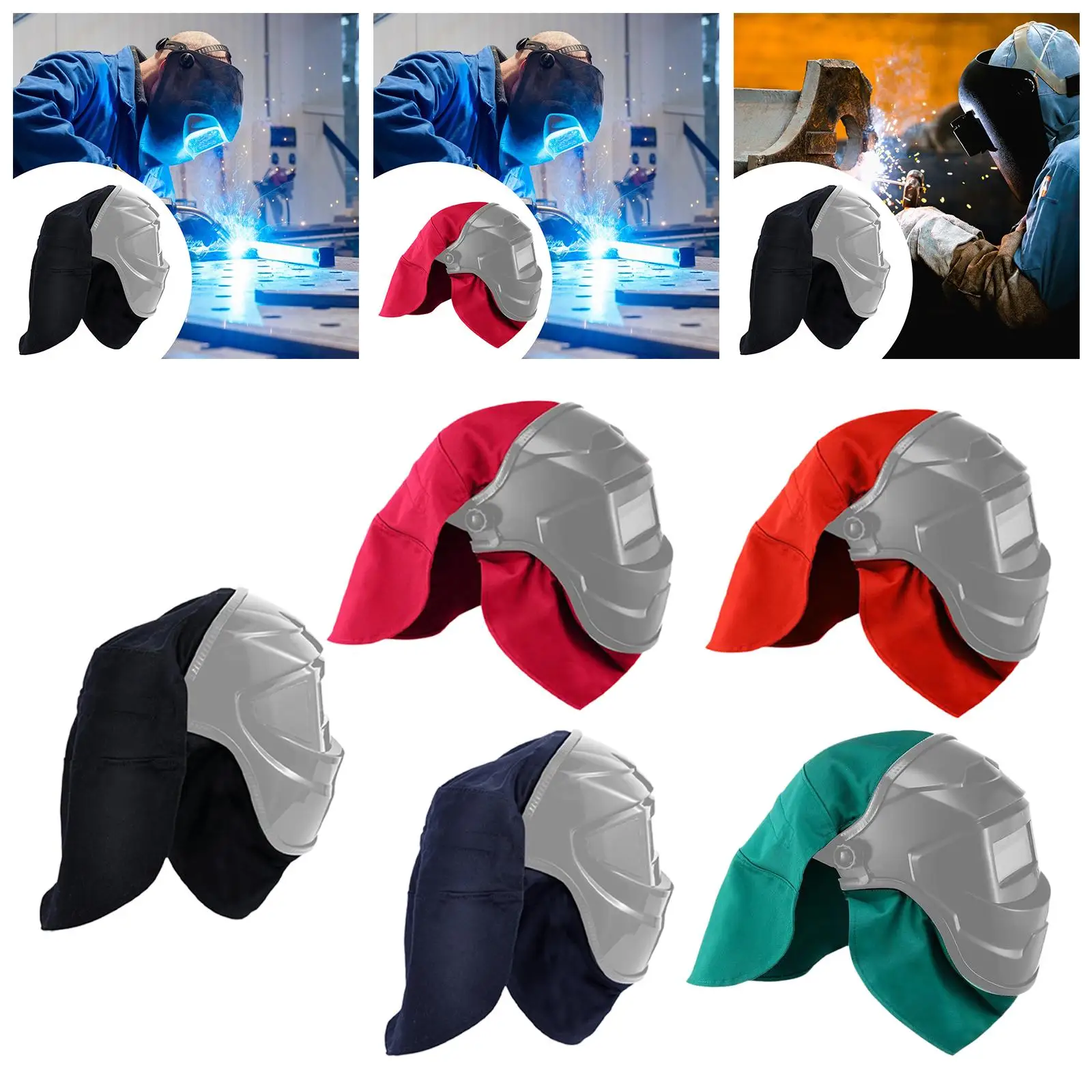 Welding Helmet Cover and Helmet Bib Set Accessories Extended Headcover Gear Equipment Welder