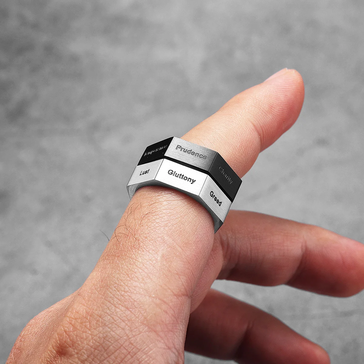 7 Deadly Sins 7 Holy Virtues Stainless Steel Men Rings Punk New In For Male Women Fashion Jewelry Creativity Gift Wholesale view 3