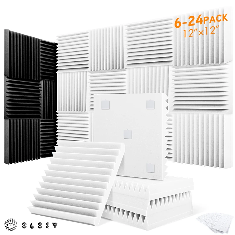 

Soundproofing Foam Panel 6/12/24 Pcs, Home Studio High Density Sound Proof Sponge Pad, Bedroom Design Foam Panels Ceiling