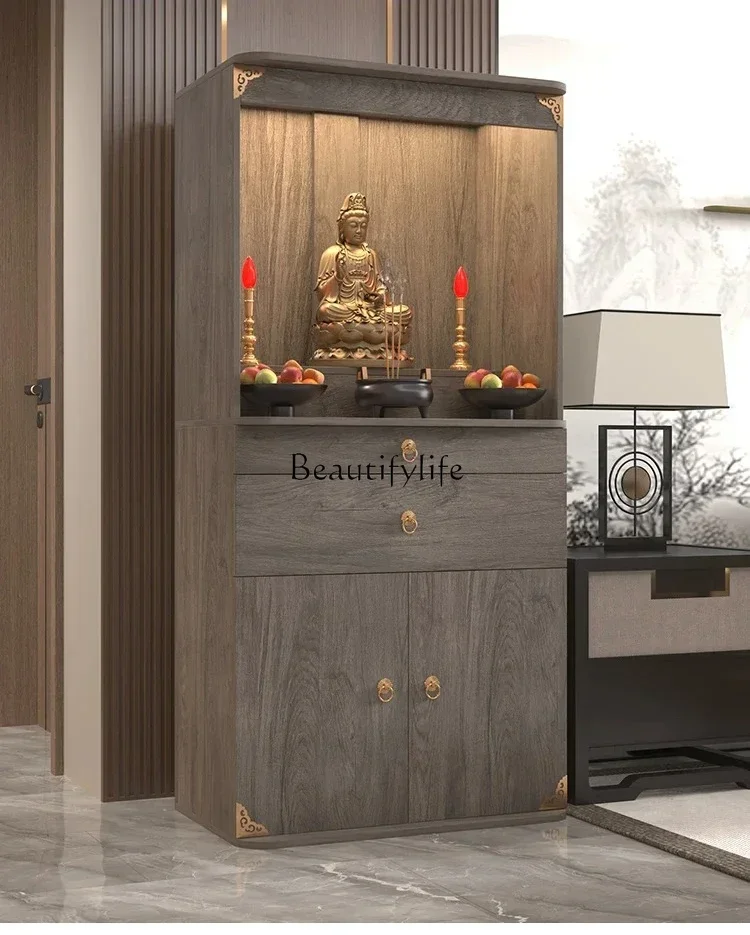 

New Chinese-style vertical cabinet, shrine table, light luxury God of Wealth cabinet, Guanyin Buddha statue cabinet shrineL