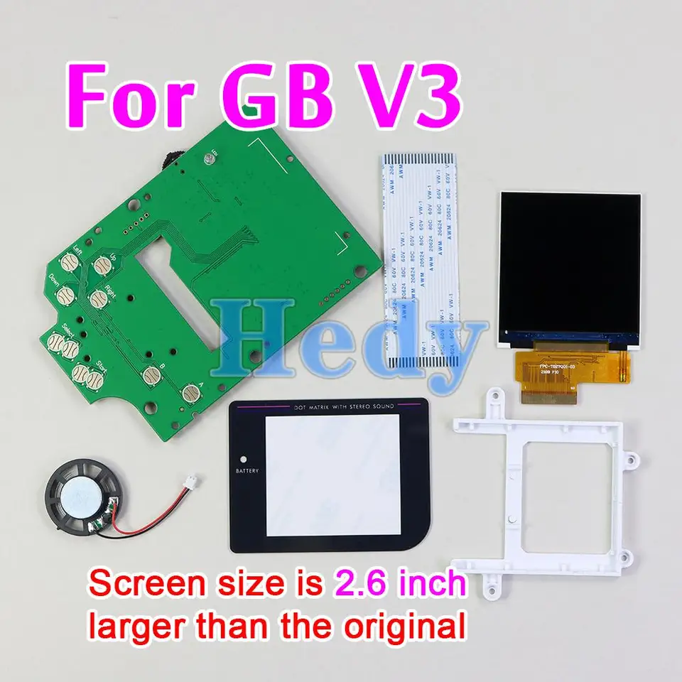 1セット新ゲームボーイdmg 001 V3バックライト液晶画面高輝度ips